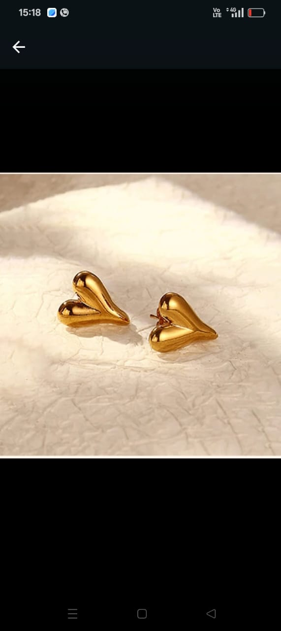 Gold Heart Stud Earrings