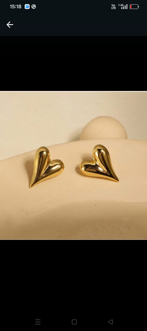 Gold Heart Stud Earrings