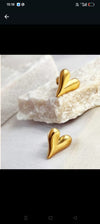 Gold Heart Stud Earrings