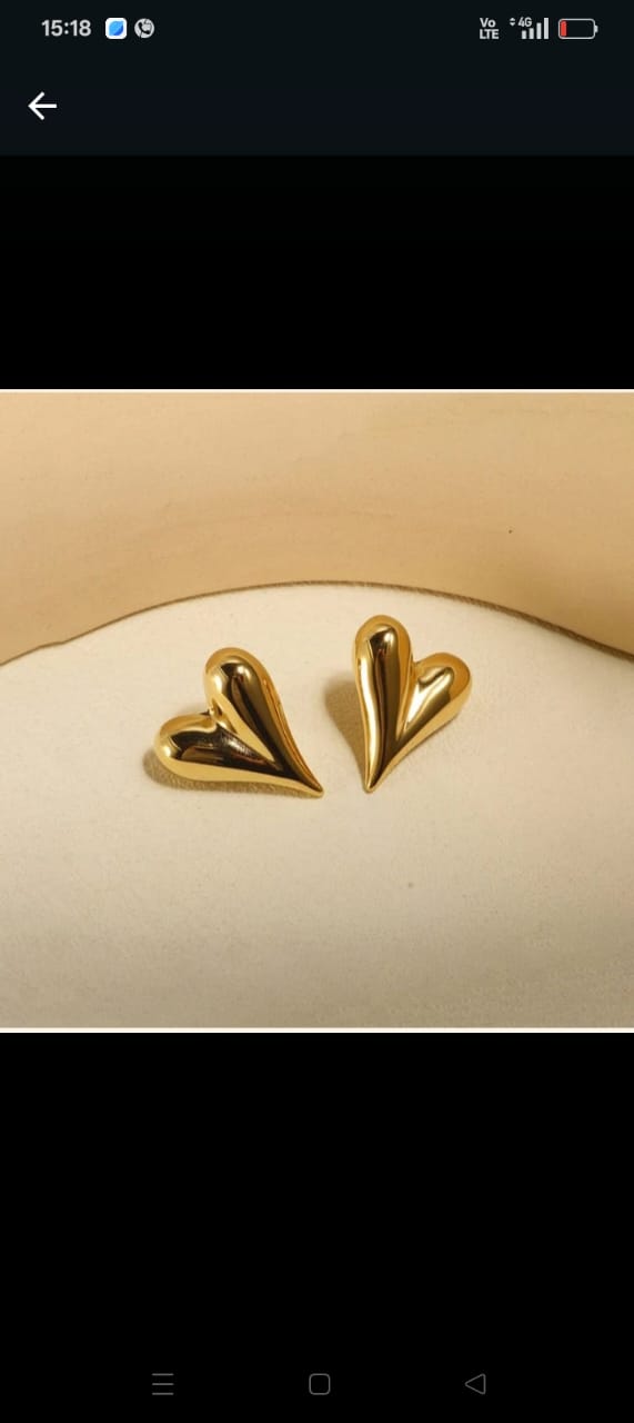 Gold Heart Stud Earrings