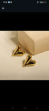 Gold Heart Stud Earrings