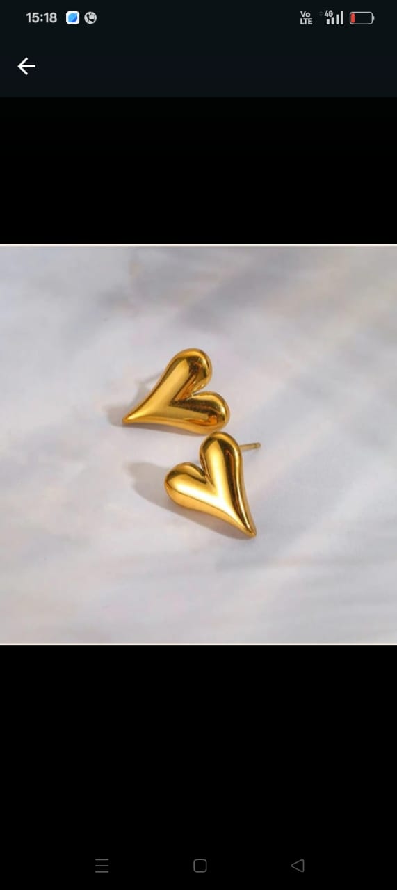 Gold Heart Stud Earrings
