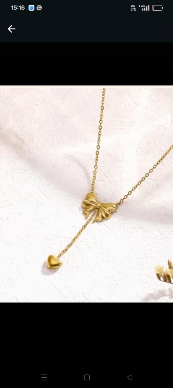 Bow Pendant Necklace with a Heart