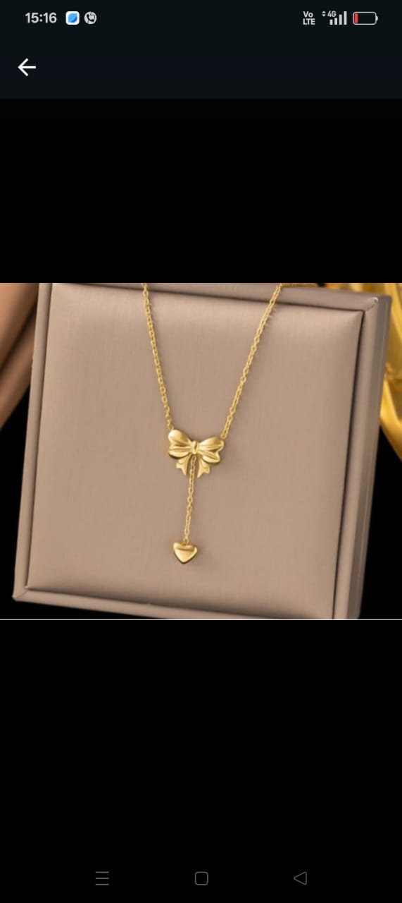 Bow Pendant Necklace with a Heart