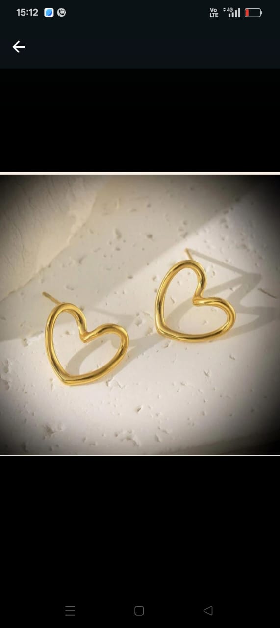 Open Heart Gold Stud Earrings