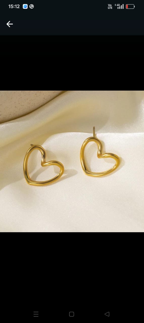 Open Heart Gold Stud Earrings