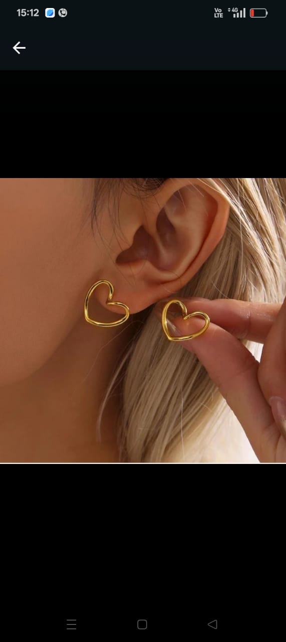 Open Heart Gold Stud Earrings