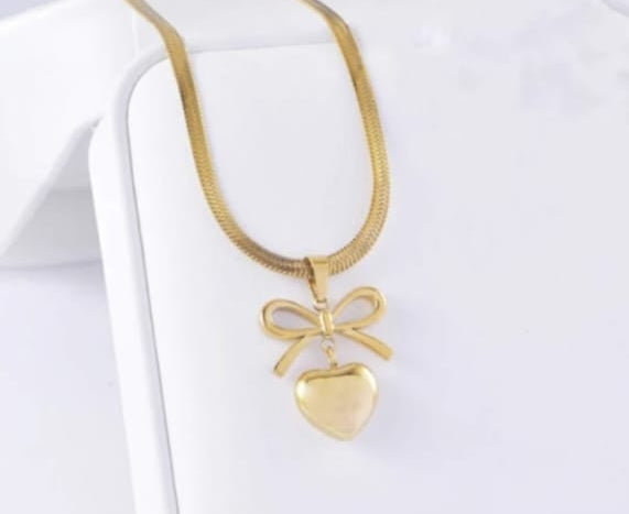 Bow Heart Necklace