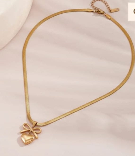 Bow Heart Necklace