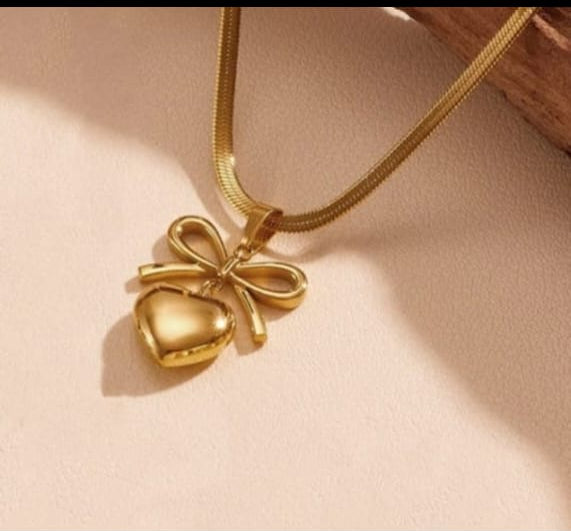 Bow Heart Necklace