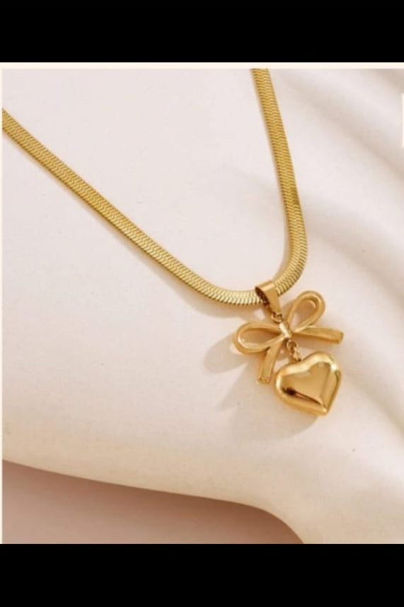 Bow Heart Necklace