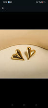 Gold Heart Stud Earrings