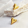 Gold Heart Stud Earrings