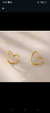Open Heart Gold Stud Earrings