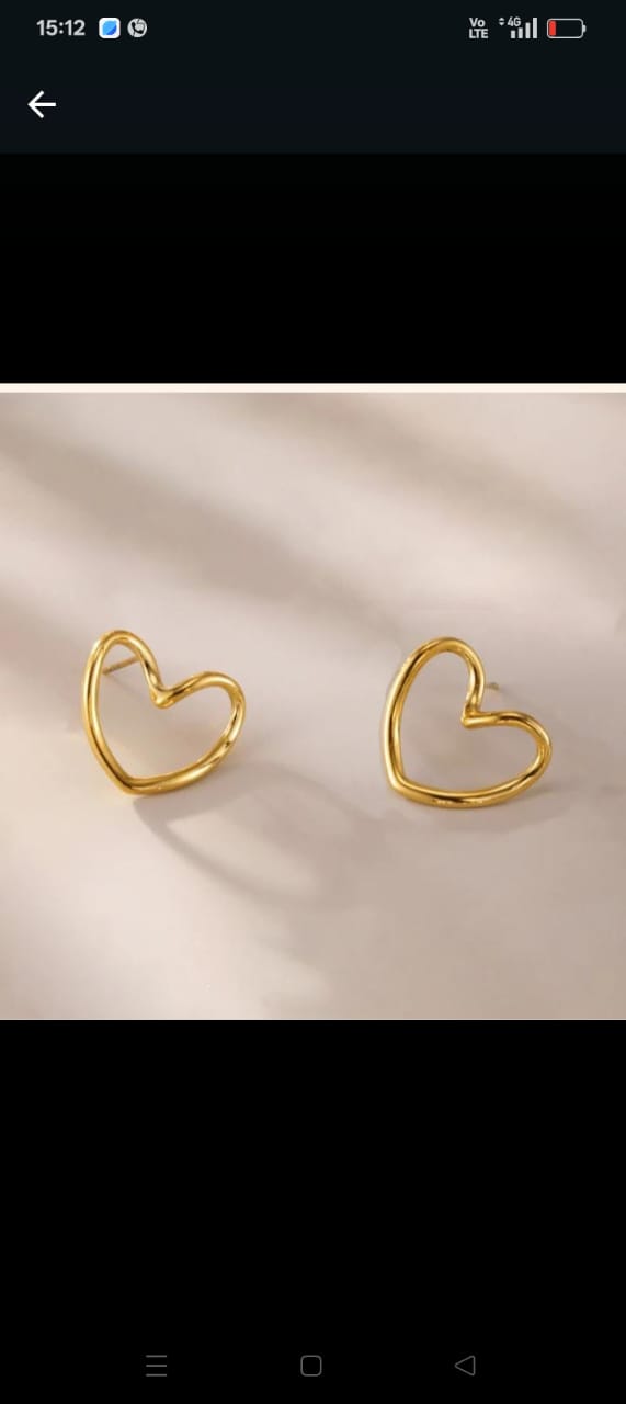 Open Heart Gold Stud Earrings