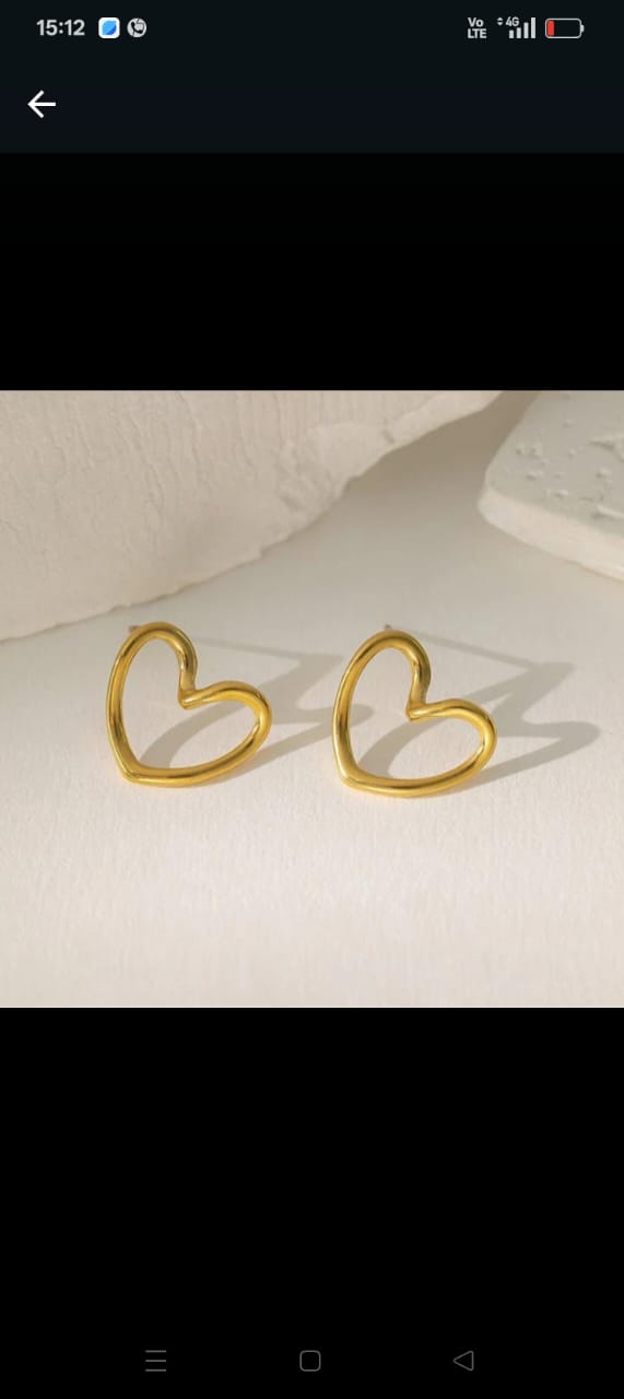 Open Heart Gold Stud Earrings