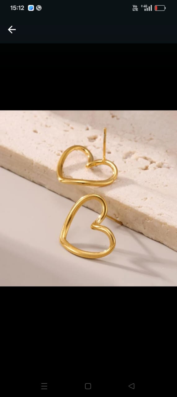 Open Heart Gold Stud Earrings